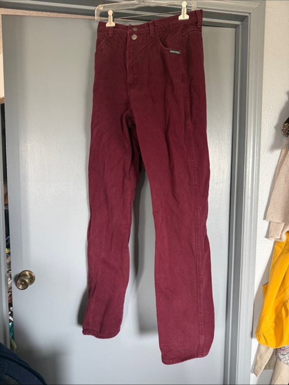 Vintage 80s/90s Cowgirl Maroon Rockies Jeans High Rise sz 33/36 Bareback